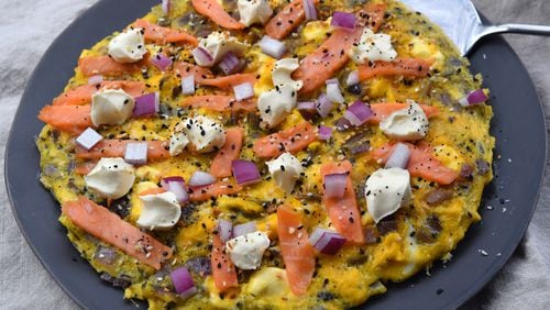 Despite its name, Breakfast Sandwich Frittata is fine for dinner. (Chris Hunt for The Atlanta Journal-Constitution)