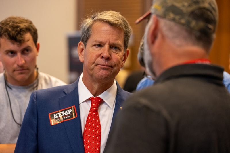 In 2021, Gov. Brian Kemp faced boos from delegates to the state GOP's convention after he refused then-President Donald Trump's demands to illegally overturn the 2020 election. Kemp isn't going to this year's convention. Nathan Posner for the Atlanta-Journal-Constitution