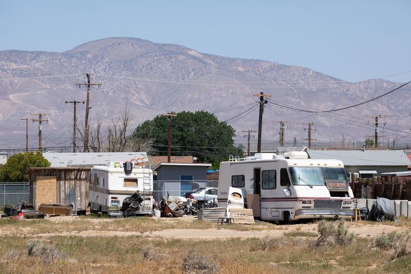 Four people were shot to death in a mobile home on this property along H Street in Mojave, California. (Myung J. Chun/Los Angeles Times/TNS)