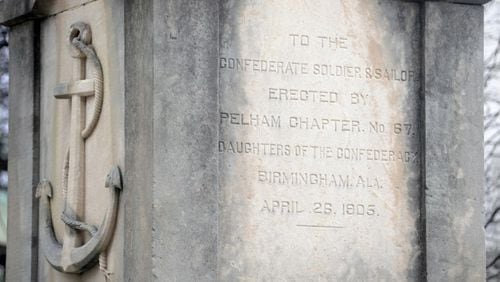 This is one of the Confederate monuments that officials are removing from Alabama parks and other sites. (AP file photo)