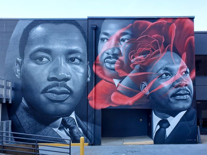 Behind the AIDS Healthcare Foundation in Midtown, Brian Lewis, aka JEKS, created a parking lot mural featuring Dr. Martin Luther King Jr. Courtesy of Arthur Rudick
