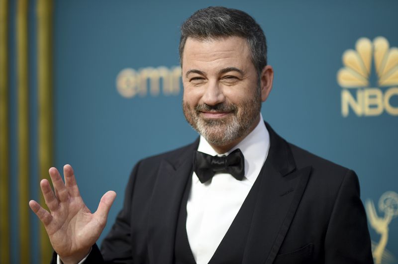 FILE - Jimmy Kimmel appears at the 74th Primetime Emmy Awards in Los Angeles, Sept. 12, 2022. Celebrities are increasingly lending their star power to President Joe Biden, hoping to energize fans to vote for him in November 2024 or entice donors to open their checkbooks for his reelection campaign. (Photo by Richard Shotwell/Invision/AP, File)