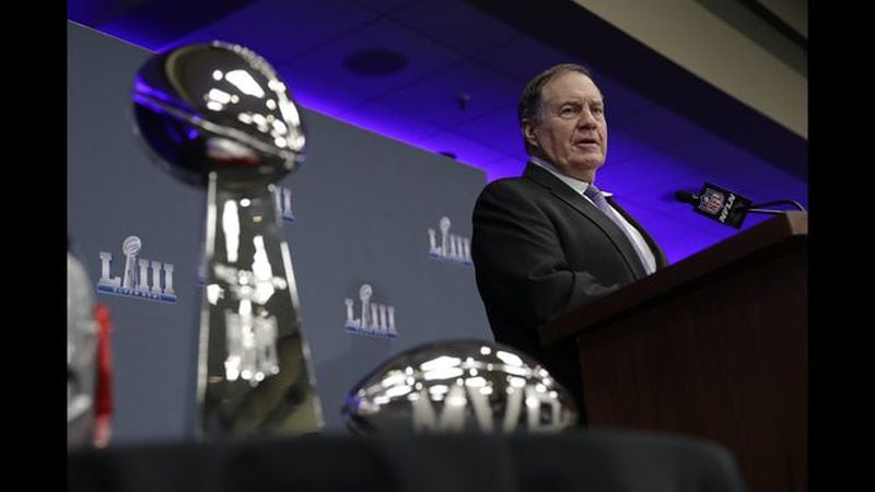<p>               New England Patriots head coach Bill Belichick answers questions at a news conference for the NFL Super Bowl 53 football game Monday, Feb. 4, 2019, in Atlanta.(AP Photo/Patrick Semansky)             </p>