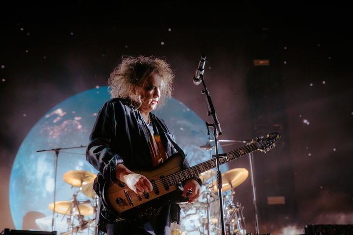 The Cure performs to an excited crowd at the State Farm Arena on June 27, 2023. (Sophie Harris for The Atlanta Journal-Constitution).