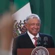 FILE - Mexican President Andres Manuel Lopez Obrador speaks during his daily morning press conference before officially inaugurating the Felipe Angeles International Airport (AIFA) north of Mexico City, March 21, 2022. (AP Photo/Marco Ugarte, File)