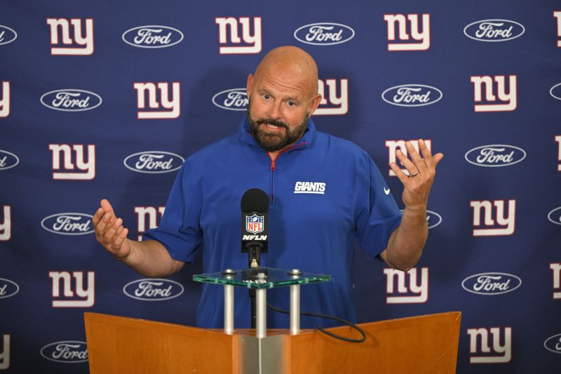 New York Giants head coach Brian Daboll speaks during a news conference following an NFL football game against the Cleveland Browns, Sunday, Sept. 22, 2024, in Cleveland. (AP Photo/David Richard)