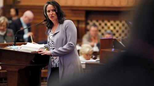 State Rep. Jodi Lott, R-Evans, responds to questions as she presented SB 106, a bill to allow Gov. Brian Kemp to pursue a federal Medicaid waiver without legislative approval. Bob Andres, bandres@ajc.com