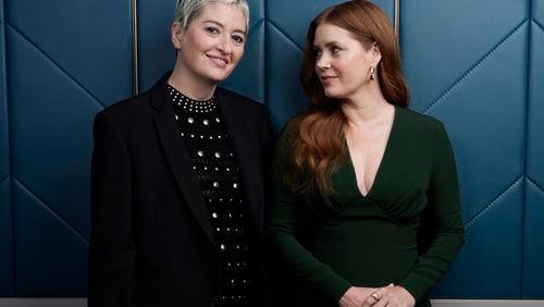 Marielle Heller, left, the writer/director of "Nightbitch," and the film's star Amy Adams pose for a portrait during the Toronto International Film Festival, Sunday, Sept. 8, 2024, in Toronto. (AP Photo/Chris Pizzello)