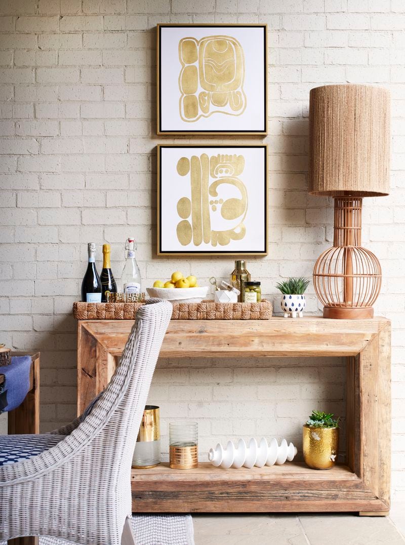 Designer Kristin Kong is a fan of natural woven materials inside and out for the summer months but recommends protecting them from harsher outdoor conditions with a clear, matte sealer.
(Courtesy of K Kong Designs / Mali Azima)