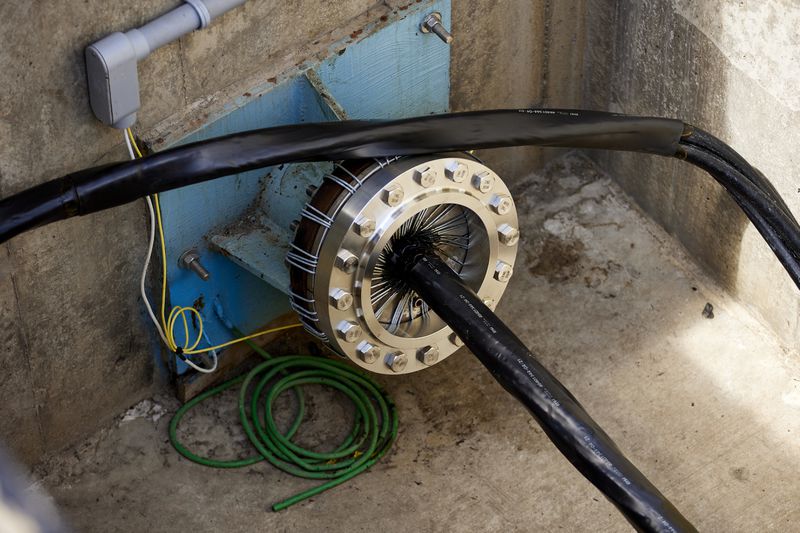 Concrete vaults under the parking lot at Driftwood State Beach where subsea cables connected to the wave energy test site arrive on land and connect to land cables in Newport, Ore., Friday, Aug. 23, 2024. (AP Photo/Craig Mitchelldyer)