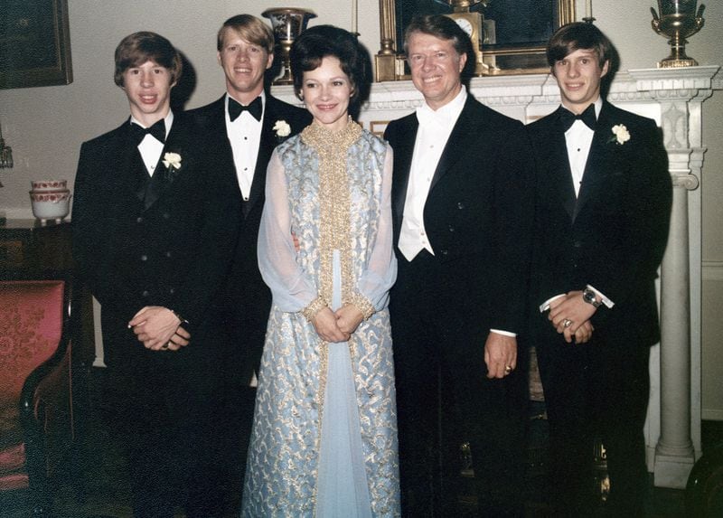 The Carters pose for a family portrait with their three sons — from left, Jeff, Jack and Chip — during his inauguration as governor in January 1971. Daughter Amy would have been three years old at the time. (Carter family photo / Jimmy Carter Library)