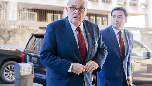FILE - Former Mayor of New York Rudy Giuliani arrives at the federal courthouse in Washington, Dec. 11, 2023. Giuliani filed a last-minute deal Wednesday, July 31, 2024, to end his personal bankruptcy case and pay about $400,000 to a financial adviser hired by his creditors. (AP Photo/Jose Luis Magana, File)