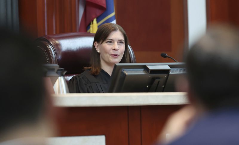 Justice Paige Petersen speaks during a hearing about a proposed constitutional amendment before the Utah Supreme Court in Salt Lake City on Wednesday, Sept. 25, 2024. (Jeffrey D. Allred/The Deseret News via AP, Pool)