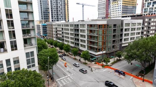 The scene of a partial crane collapse in Midtown Atlanta. Four people were injured.