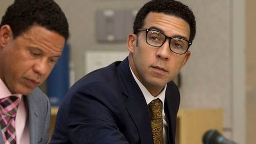 Former NFL player Kellen Winslow II, right, appears at his preliminary hearing July 11, 2018, in Vista, Calif., on charges that include rape and kidnapping. Winslow starred at Scripps Ranch High School. At left: Winslow co-counsel Brian Watkins. (John Gibbins/San Diego Union-Tribune/TNS)