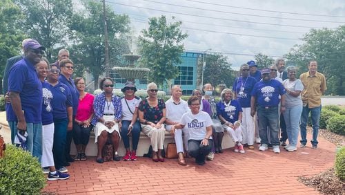 Paine College supporters pose for a group photo on June 20, 2023. The college and several organizations gathered there to announce an effort to raise money for the historically Black college to improve its facilities and academic programs. (Toni Odejimi/toni.odejimi@ajc.com)