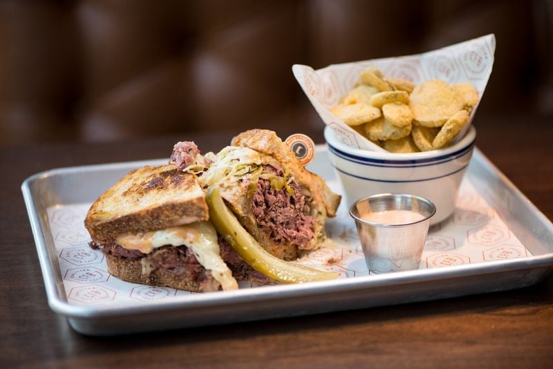 The Reuben sandwich with house-smoked pastrami, thousand island dressing, gruyere cheese, and sauerkraut on toasted rye bread. Photo credit- Mia Yakel.