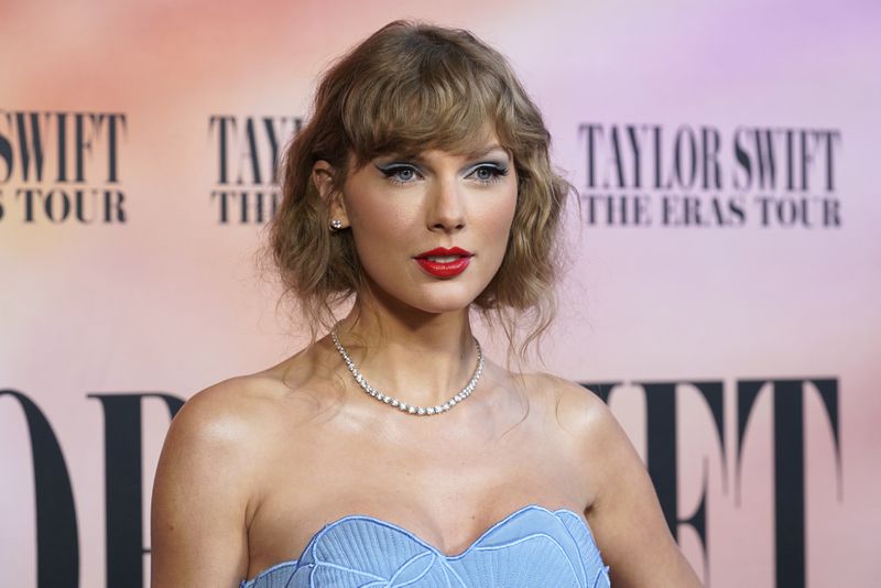 FILE - Taylor Swift arrives at the world premiere of the concert film "Taylor Swift: The Eras Tour" in Los Angeles on Oct. 11, 2023. (AP Photo/Chris Pizzello, File)