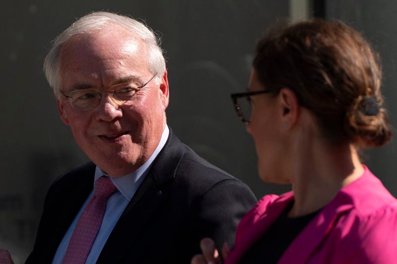 FILE - Kroger CEO Rodney McMullen leaves federal court after testifying during a federal court hearing on Sept. 4, 2024, in Portland, Ore. (AP Photo/Jenny Kane, File)