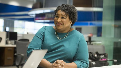 A day after bowing out of the race for governor, former Democratic candidate for governor Stacey Abrams speaks to Atlanta Journal Constitution reporters at the WSB-TV headquarters in Atlanta. (ALYSSA POINTER/ALYSSA.POINTER@AJC.COM)