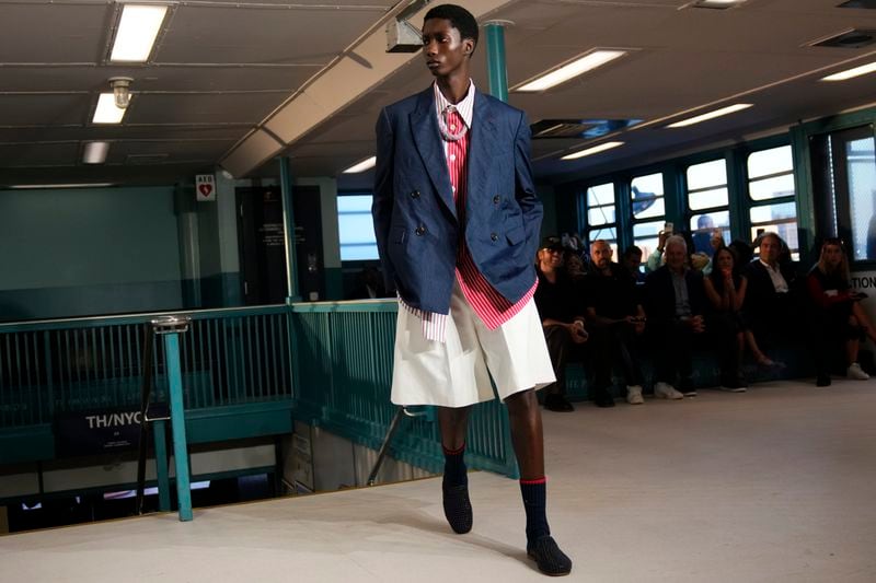 A model walks the runway during the Tommy Hilfiger Spring/Summer 2025 fashion show onboard a Staten Island Ferry as part of New York Fashion Week on Sunday, Sept. 8, 2024, in New York. (Photo by Charles Sykes/Invision/AP)