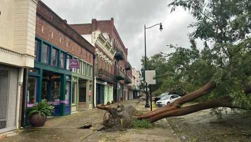 Downtown Augusta had multiple downed trees Friday after Hurricane Helene passed through the area.