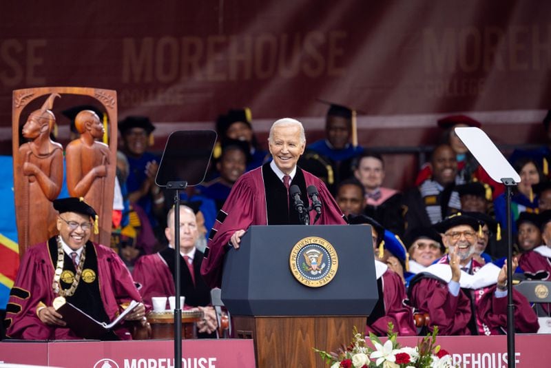 President Joe Biden speaks at the commencement ceremony at Morehouse College in Atlanta in May.
