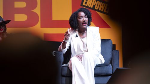 Ayana Parsons, co-founder of Fearless Fund, speaks on a panel about diversity, equity and inclusion during the ForbesBLK Summit in Atlanta on Monday, June 24, 2024.   (Ben Gray / Ben@BenGray.com)