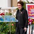 Tennis great Billie Jean King smiles as she is introduced as grand marshal of the 136th Rose Parade next year on the front steps of the Tournament House in Pasadena, Calif., Monday, Oct. 7, 2024. (AP Photo/Damian Dovarganes)