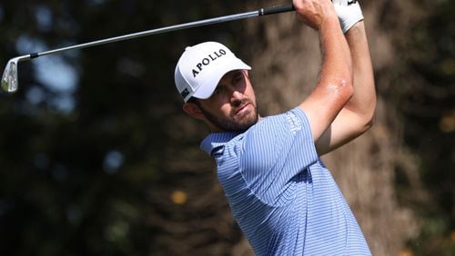 Patrick Cantlay tees off on the second hole during a practice round for the 2024 Tour Championship at East Lake Golf Club, on Monday, Aug. 26, 2024, in Atlanta.  (Jason Getz / AJC)
