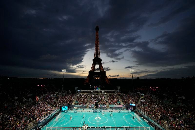 France and Argentina compete during the blind football gold medal match at the 2024 Paralympics, Saturday, Sept. 7, 2024, in Paris, France. (AP Photo/Christophe Ena)