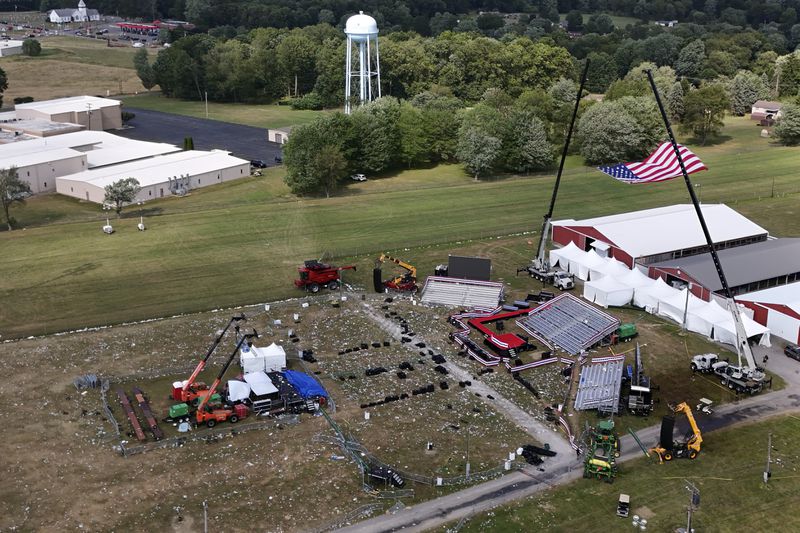 FILE - The Butler Farm Show, site of a campaign rally for Republican presidential candidate former President Donald Trump, viewed July 15, 2024 in Butler, Pa. (AP Photo/Gene J. Puskar, File)