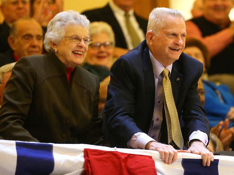 011215 ATLANTA: Former Govenor Zell Miller and First Lady Shirley are introduced in the balcony during the inauguration of Governor Nathan Deal to a second-term of office on the first day of the legislative session on Monday, Jan. 12, 2015, in Atlanta. Curtis Compton / ccompton@ajc.com