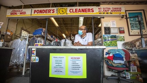 Ponder’s Cleaners owner Roderick Ponder waits for customers in Atlanta on June 13, 2020. BRANDEN CAMP FOR THE ATLANTA JOURNAL-CONSTITUTION