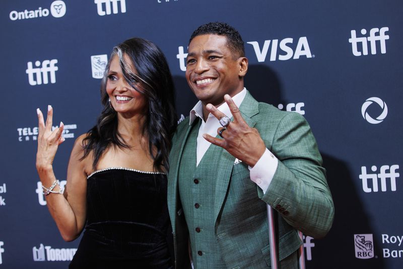 Judith Robles and Anthony Robles attend the premiere of "Unstoppable" at Roy Thomson Hall during the Toronto International Film Festival on Friday, Sept. 6, 2024, in Toronto. (Cole Burston/The Canadian Press via AP)