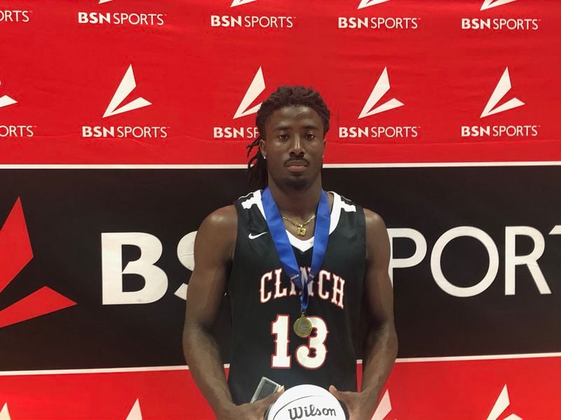 Jeremy Bell Jr. of Clinch County won the 2024 GSGA Slam Dunk competition at the Macon Coliseum.