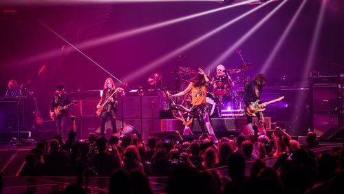 Aerosmith, shown performing at their Las Vegas residency in April 2019, were honored as the MusiCares Person of the Year. Photo: Katarina Benzova
