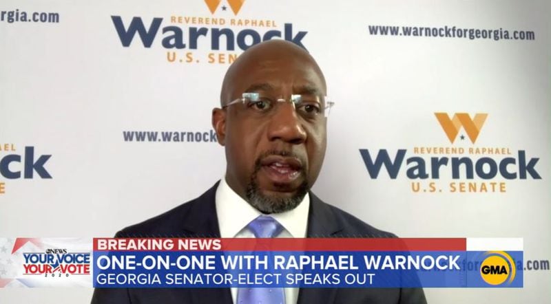 Raphael Warnock on "Good Morning America" Wednesday.