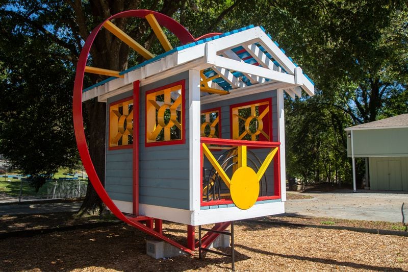 A house surrounded by a heart designed by a you sits in the playground at The Rick McDevitt Youth Center. Thirty years ago Rick McDevitt says he discovered an old building in Peoplestown near downtown Atlanta that was scheduled to be demolished and he saw a need for a teen center. He got funding from then Home Depot CEO Arthur Blank & others to remodel the building. Since then he has been helping children at youth center that bears his name. PHIL SKINNER FOR THE ATLANTA JOURNAL-CONSTITUTION.