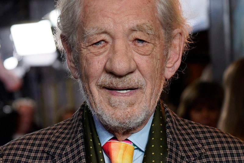 Ian McKellen, poses for photographers upon arrival at the European Premiere of the The Critic, in London, Monday, Sept. 2, 2024, (AP Photo/Alberto Pezzali)