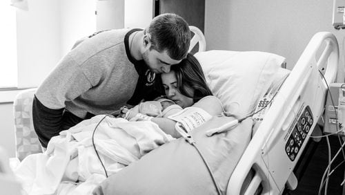 Breana and Matt Dell's conjoined twins, born in February 2024, lived less than an hour after birth. Courtesy of Breana Dell