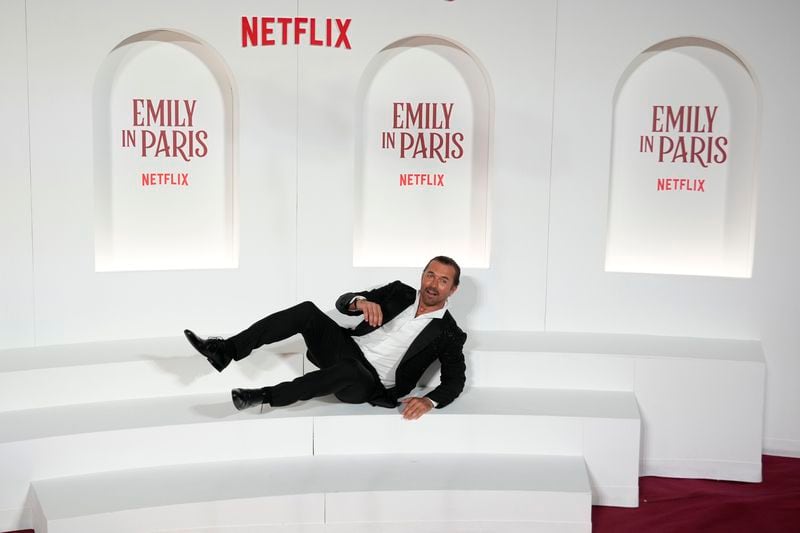 Actor William Abadie poses as he arrives at the premiere of "Emily in Paris", in Rome, Tuesday, Sept. 10, 2024. (AP Photo/Andrew Medichini)