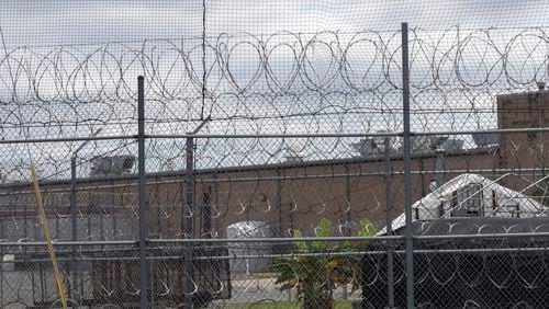 WAYCROSS, GEORGIA - SEPTEMBER, 28, 2023: Razor wire and guard towers at the Ware State Prison, Thursday, Sept. 28, 2023, in Waycross, Ga. (AJC Photo/Stephen B. Morton)