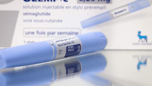 This photograph taken on February 23, 2023, in Paris, shows the anti-diabetic medication "Ozempic" (semaglutide) made by Danish pharmaceutical company "Novo Nordisk". On TikTok, the hashtag "#Ozempic" has reached more than 500 million views: this anti-diabetic medication is trending on the social network for its' slimming properties, a phenomenon that is causing supply shortages and worrying doctors. (Joel Saget/AFP/Getty Images/TNS)