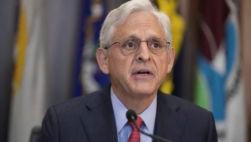 Attorney General Merrick Garland speaks during a meeting of the Justice Department's Election Threats Task Force, at the Department of Justice, Wednesday, Sept. 4, 2024, in Washington. (AP Photo/Mark Schiefelbein)