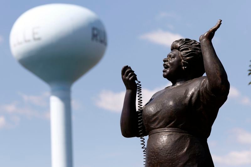 FILE - A statue of the late civil rights activist Fannie Lou Hamer is displayed in a memorial garden in her hometown of Ruleville, Miss., on Oct. 5, 2017. (AP Photo/Rogelio V. Solis, File)