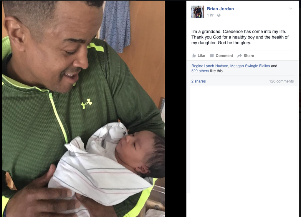 Former Brave and Falcon Brian Jordan is a grandpa!