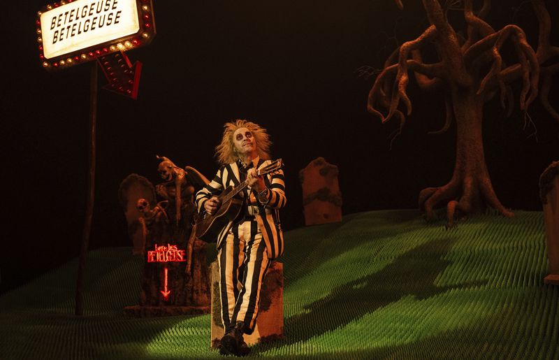 This image released by Warner Bros. Pictures shows Michael Keaton in a scene from "Beetlejuice Beetlejuice." (Parisa Taghizadeh/Warner Bros. Pictures via AP)