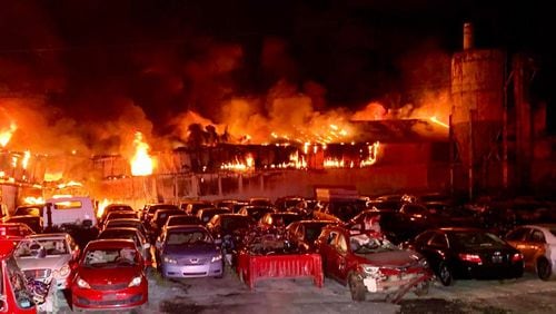 Crews arrived about 10:30 p.m. Tuesday to find heavy flames coming from this facility on Townsend Court near Lawrenceville Highway.