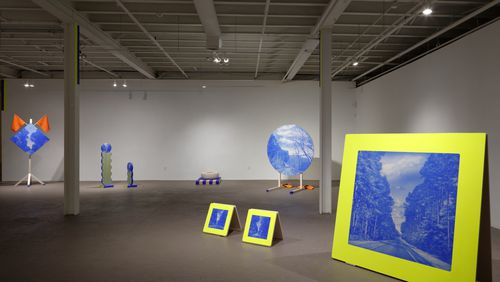 An installation view of Namwon Choi’s "248 Miles" at the Museum of Contemporary Art of Georgia. The title refers to the distance between Savannah, where the artist lived for many years, and her family home in Marietta. Courtesy of Mike Jensen